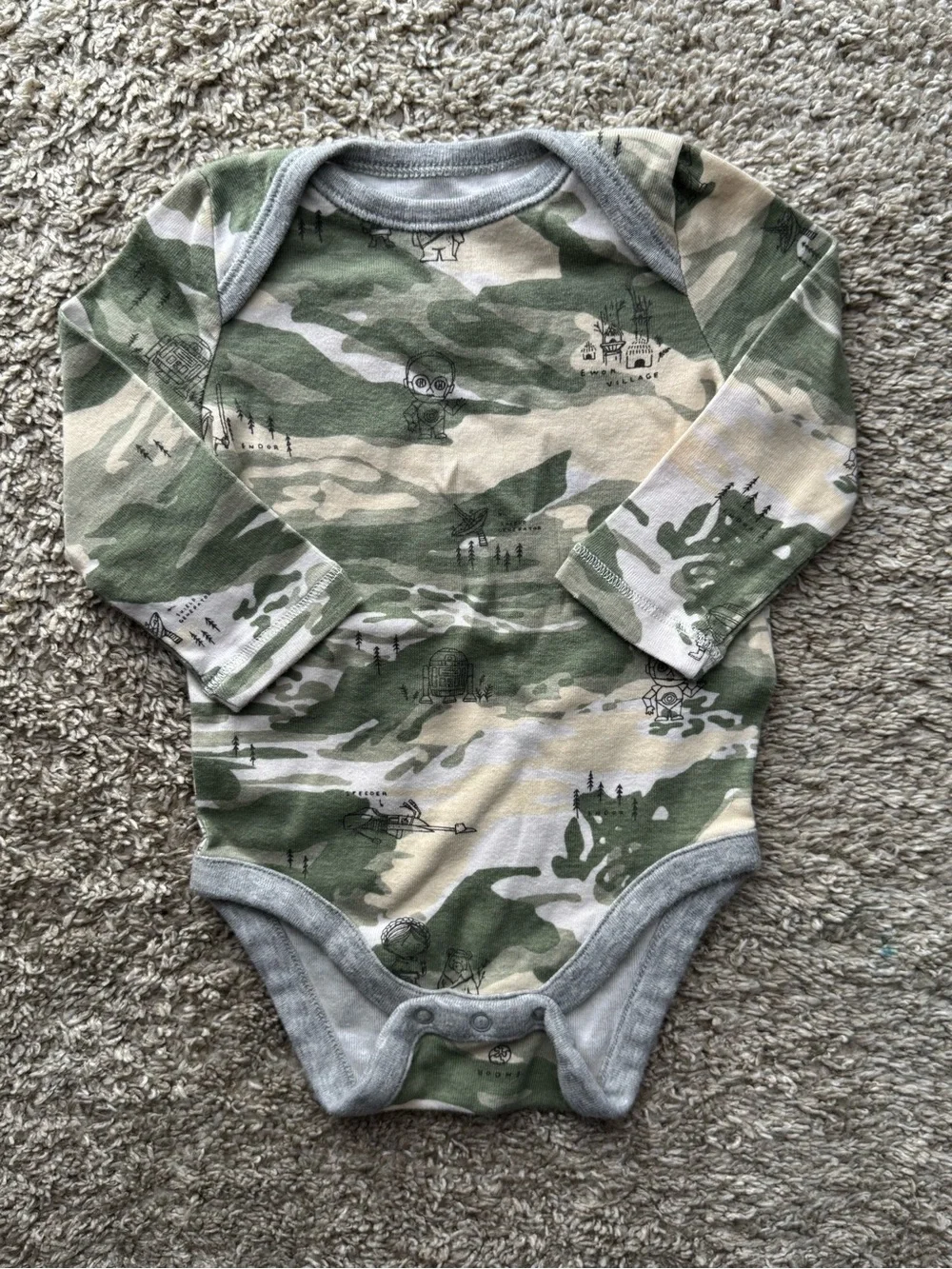 Baby Gap x Star Wars Camo Outfit Set 3-6 Months Green Bodysuit Jogger Pants